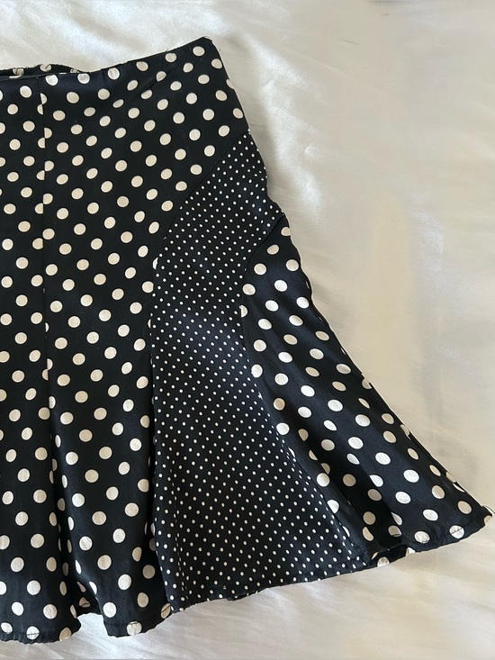 Dresses & Skirts - Silk Black and White Polka Dot Flared Skirt